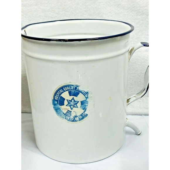Vintage Farmhouse Enamelware NEW YORK Hospital Surgical Medical Irrigator Can - Picture 8 of 12